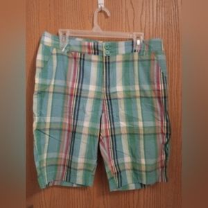 KHAKI mens green checker shorts small